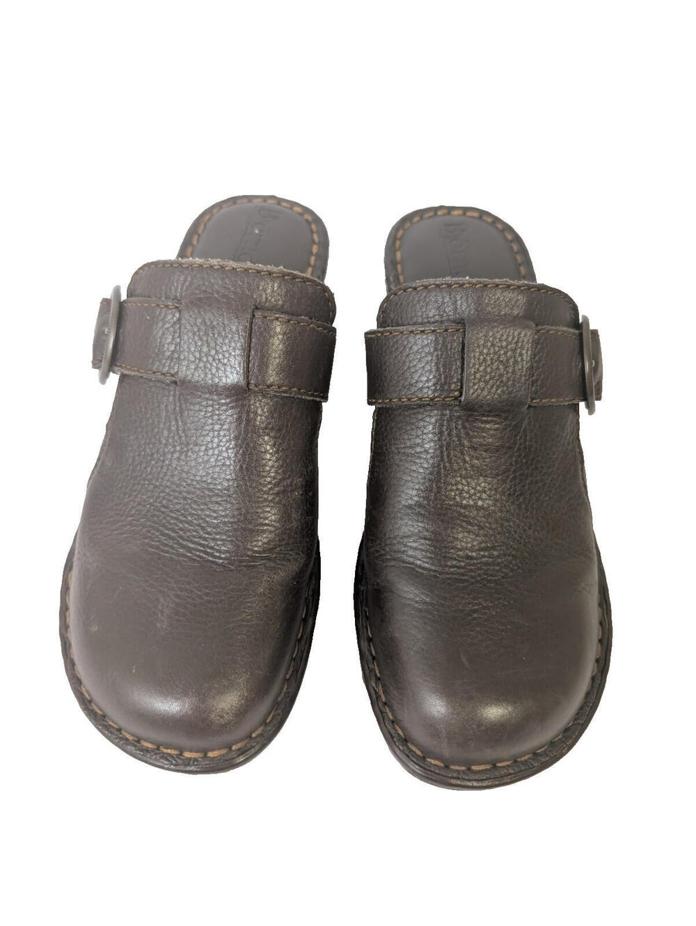 Bjorndal KellyAnne Womens 6M Shoes Mule Clog Wedge Sandal 136221 Brown Leather - Picture 3 of 9